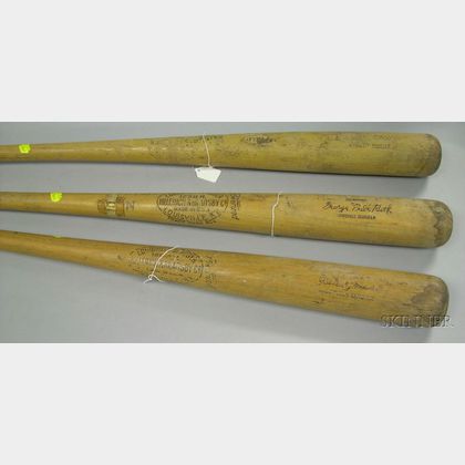 Three Vintage 1930s-1940s Hillerich & Bradsby Wooden Baseball Bats