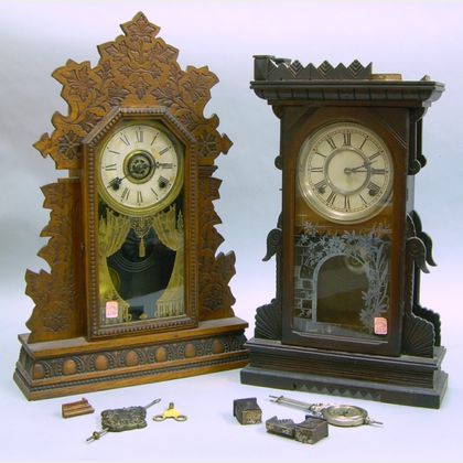 Two Eight-Day Time and Strike Shelf Clocks