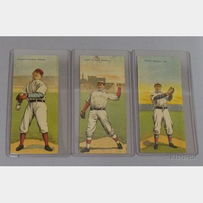 Three 1911 T201 Mecca Cigarettes Double Folder Baseball Cards
