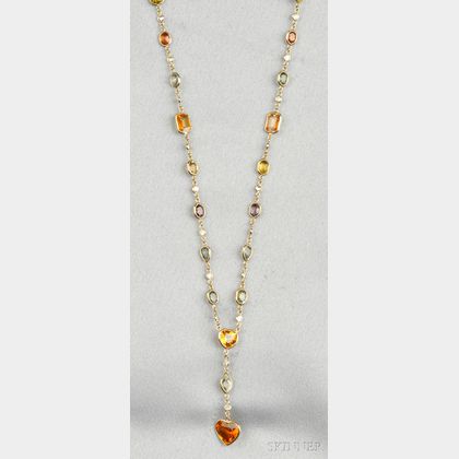 18kt Gold, Colored Sapphire, and Diamond Necklace