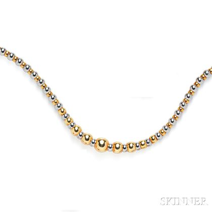 18kt Gold and Stainless Steel Bead Necklace, Marina B.