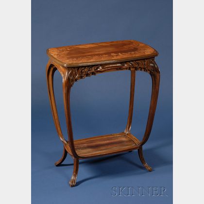 Majorelle Art Nouveau Fruitwood Marquetry-inlaid Walnut Side Table