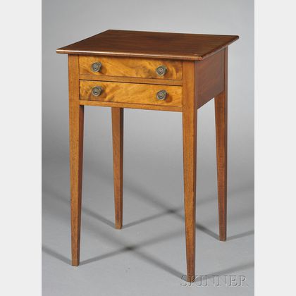 Federal Mahogany and Mahogany Veneer Two-drawer Work Table