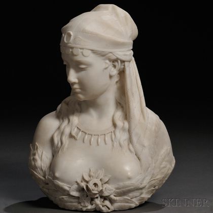 Italian School, Late 19th/Early 20th Century Marble Bust of a Gypsy Maiden
