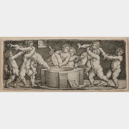 Heinrich Aldegrever (German, 1502-c. 1561) Eight Nude Children at a Well