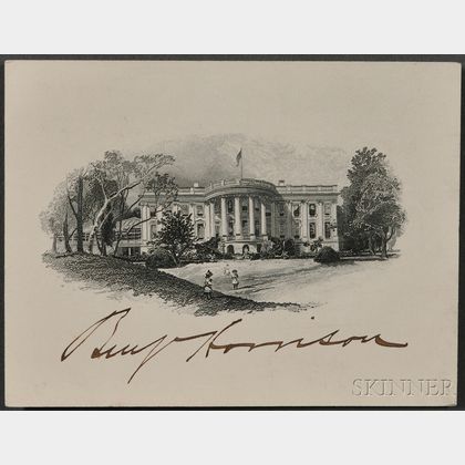 Harrison, Benjamin (1833-1901) Signed White House Card.