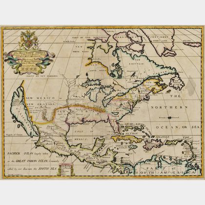 North America. Edward Wells (1667-1727) A New Map of North America Shewing its Principal Divisions, Chief Cities, Townes, Rivers, Mount