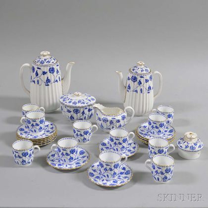 Spode Blue and White Transfer-decorated Porcelain Coffee Service for Twelve