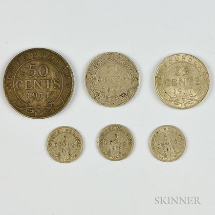 Six Newfoundland Coins