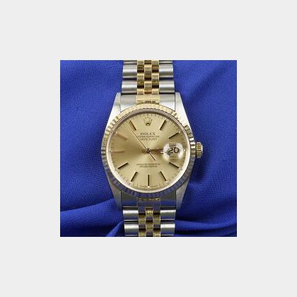 Gentleman&#39;s 18kt Gold and Stainless Steel Wristwatch