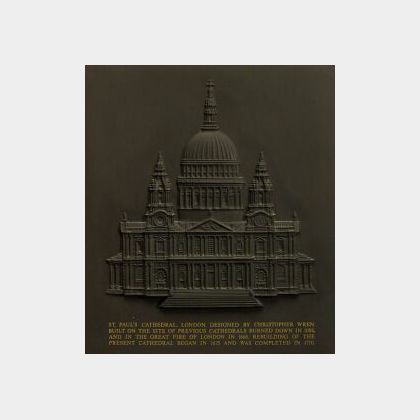 Modern Wedgwood Black Basalt Plaque of St. Paul&#39;s Cathedral