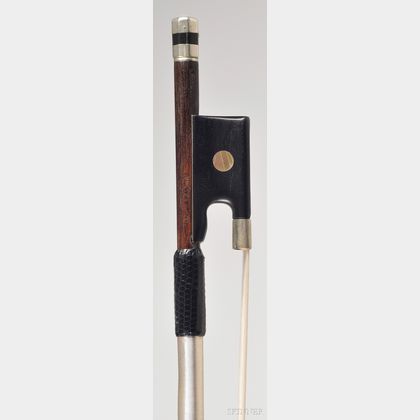 French Nickel Mounted Violin Bow, Eugene Cuniot-Hury, c. 1890