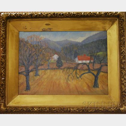George Elmer Browne (American, 1871-1946) Fall Landscape with Barn