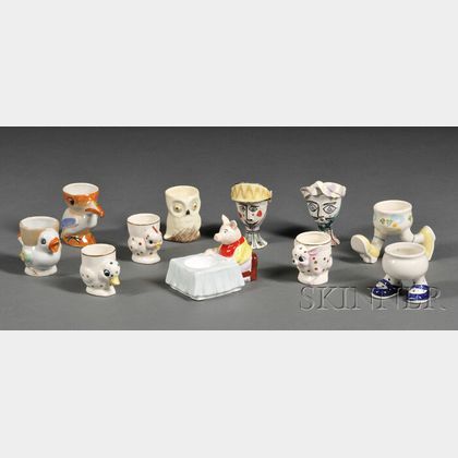 Collection of Thirty-four Ceramic and Glass Egg Cups
