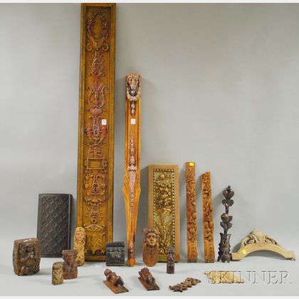 Nineteen Assorted Carved Wood Fragments
