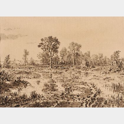 Théodore Rousseau (French, 1812-1867) Terrains boisés et humides