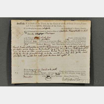 Adams, John (1735-1826) Signed Legal Brief, 5 December 1770.