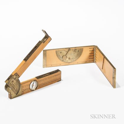 Two Brass-bound Folding Boxwood Clinometer Rules