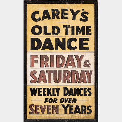 "Carey's Old Time Dance" Dance Hall Sign