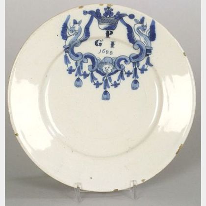 Dated Delftware Blue and White Plate