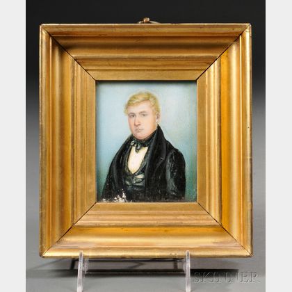 American School, 19th Century Miniature Portrait of a Young Man.