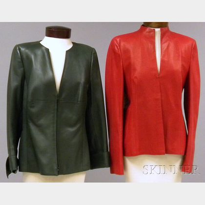 Two Akris Leather Jackets