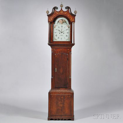 W. Wilkinson Mahogany and Oak Veneered Longcase Clock
