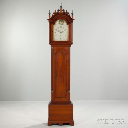 New England Cherry Tall Clock with Wooden Movement