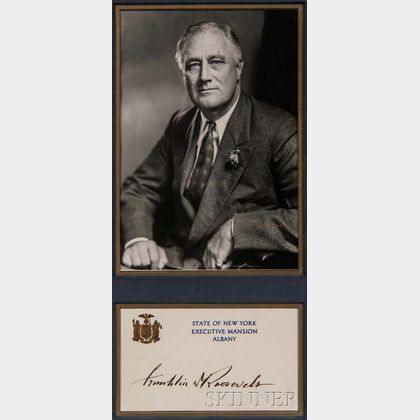 Roosevelt, Franklin Delano (1882-1945) Signed New York State Governor's Card, 1929-1932.