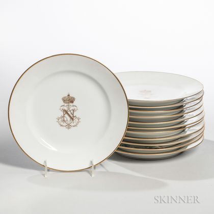 Twelve French Porcelain Dinner Plates