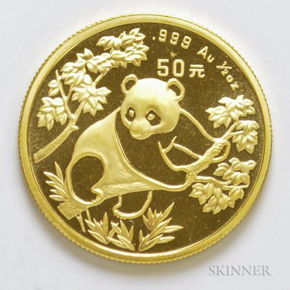 1992 Chinese 50 Yuan Large Date Gold Panda.