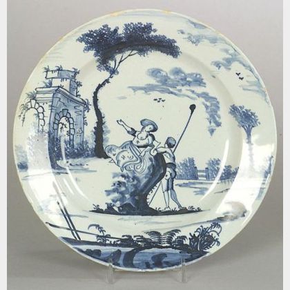 London Delftware Blue and White Figural Plate