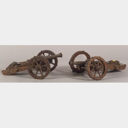 Two Miniature European Cannon Models