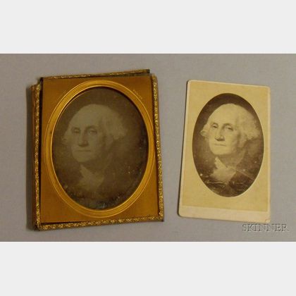 Carte de Visite Depicting George Washington and a Daguerreotype Depicting a Print Rendering of George Washingto... 