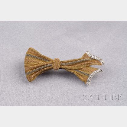 18kt Tricolor Gold and Diamond Knot Brooch