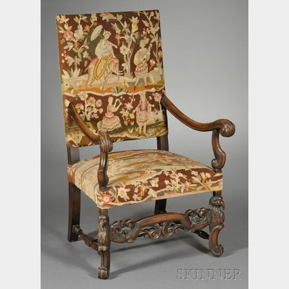 Continental Baroque-style Gros and Petit-point Upholstered "Great Chair"