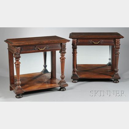 Pair of Carved Rosewood Pier Tables