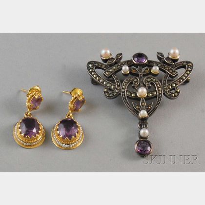 Two Amethyst Jewelry Items