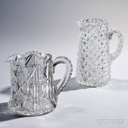 Two American Brilliant-cut Colorless Glass Pitchers