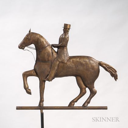 Molded Copper and Cast Zinc Formal Horse and Rider Weathervane