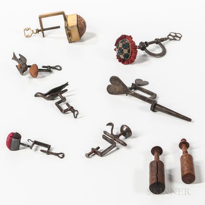 Nine Early Sewing and Lace-making Items
