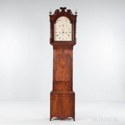 Inlaid Mahogany Gothic-style Quarter-hour Longcase Clock