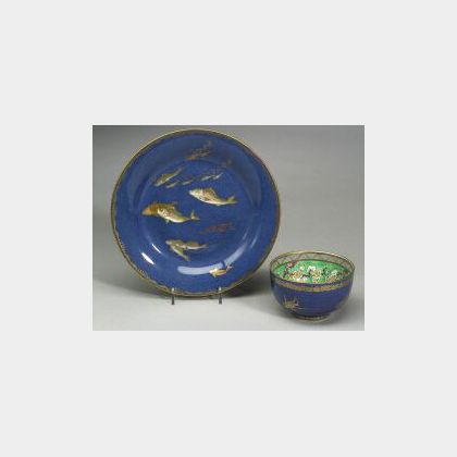 Two Wedgwood Powder Blue Lustre Decorated Bone China Items