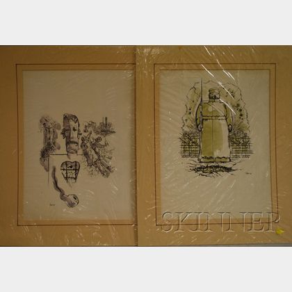 After George Grosz (German/American, 1893-1959) Lot of Two Unframed Photomechanical Prints.