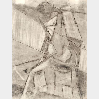 Attributed to Karl (Otto Karl) Knaths (American, 1891-1971) Portrait of a Seated Female Nude