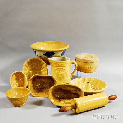 Ten Pieces of Yellowware Pottery