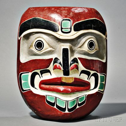 Large Northwest Coast Polychrome Carved Wood Mask