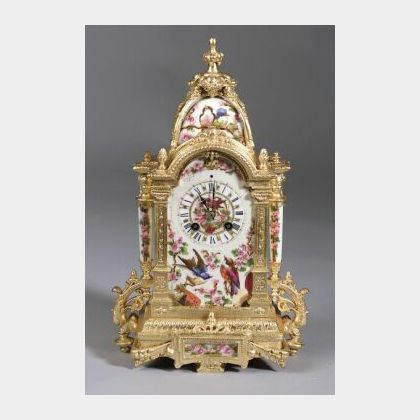 French Porcelain and Gilt Bronze Mantel Clock