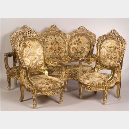Louis XV Style Three-piece Parlor Suite