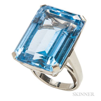White Gold and Synthetic Blue Spinel Ring